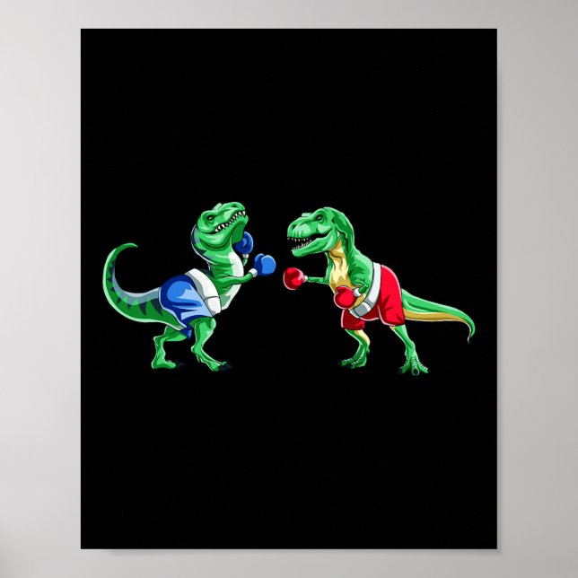 Affiche Enfants Dinosaure Boxe T Rex T Chemise Gants Cadea (Devant)