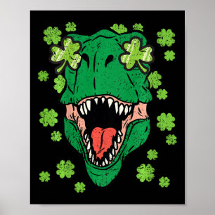 Affiche Enfants Dinosaure Trèfle Saint-Patrick Journee Tou