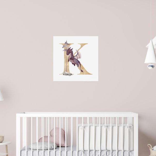 Affiche Enfants Dragon Nom personnalisé Monogram K Nursery (Pépinière 2)