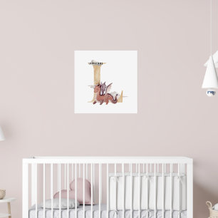 Affiche Enfants Dragon Nom personnalisé Monogram L Nursery