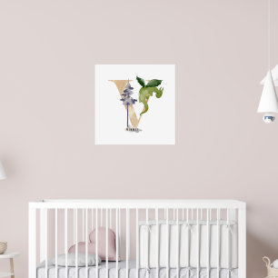 Affiche Enfants Dragon Nom personnalisé Monogram V Nursery