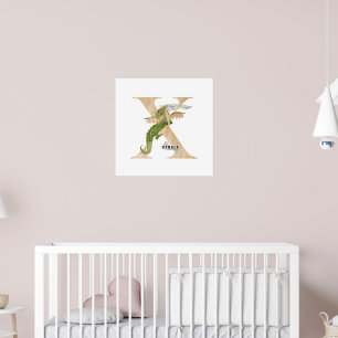 Affiche Enfants Dragon Nom personnalisé Monogram X Nursery