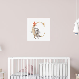 Affiche Enfants Dragon Nom sur mesure Monogram C Nurserroo
