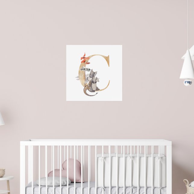Affiche Enfants Dragon Nom sur mesure Monogram C Nurserroo (Pépinière 2)