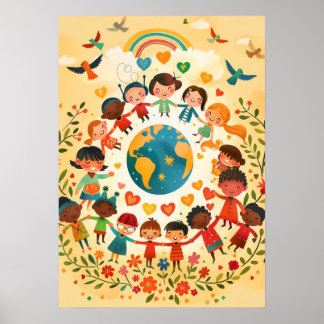 Affiche Enfants du monde — Diversité et paix
