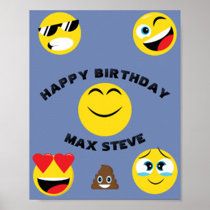 Affiche Enfants Emoji Joyeux anniversaire