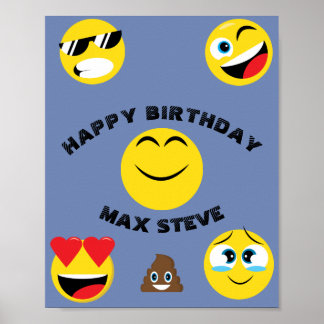 Affiche Enfants Emoji Joyeux anniversaire