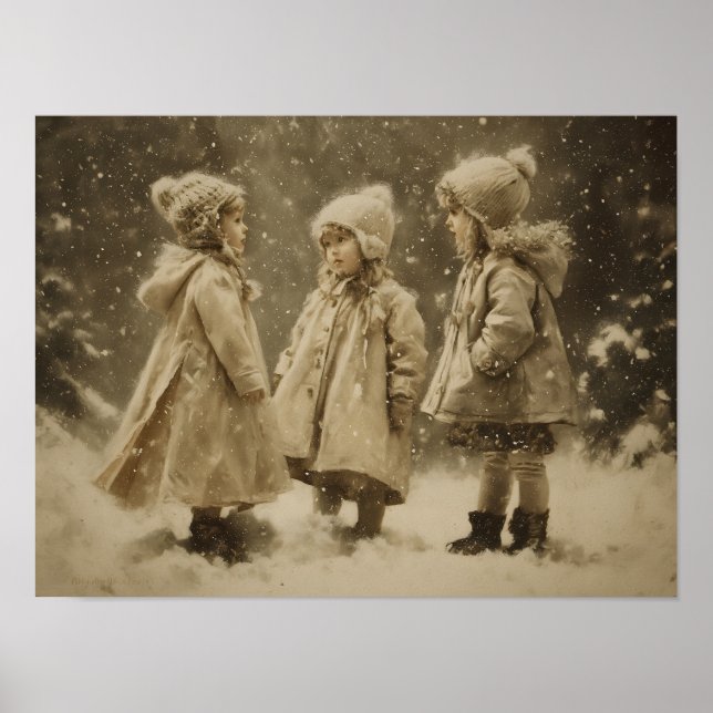 Affiche Enfants en hiver (Devant)