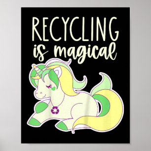 Affiche Enfants Enfants Jour des terres Recyclage Unicorn