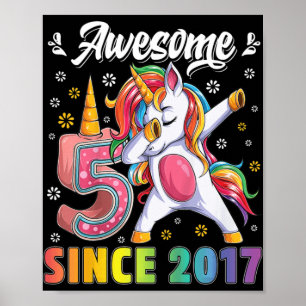 Affiche Enfants fantastique dabbing unicorne anniversaire