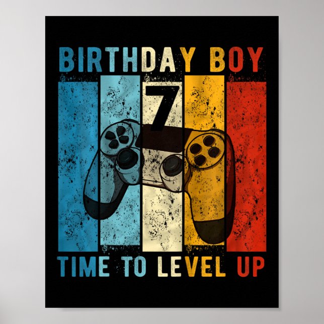 Affiche Enfants Garçon Anniversaire 7 Ans 7 Moment de Pass (Devant)