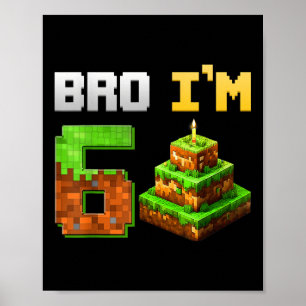 Affiche Enfants Garçon Son 6ème Anniversaire Jeu de Bro Pi