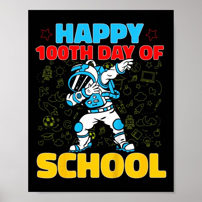 Affiche Enfants Garçons 100 Jours D'École Joyeux 100E Jour (Devant)