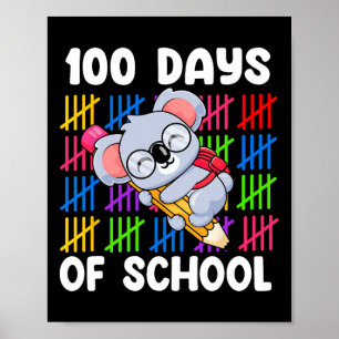 Affiche Enfants Garçons Filles Cute Koala Crayon 100 Jours