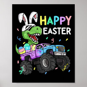 Affiche Enfants Garçons Happy Pâques T-rex Bunny Monster C
