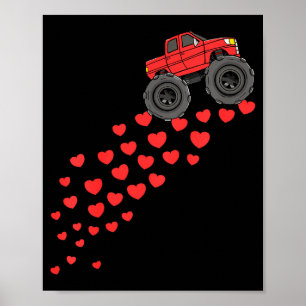 Affiche Enfants Garçons Saint Valentin Monster Truck Cœurs