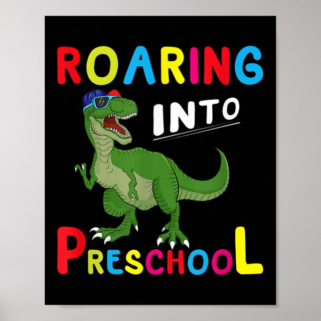 Affiche Enfants - Gravure dans l'école maternelle - Dinosa (Devant)