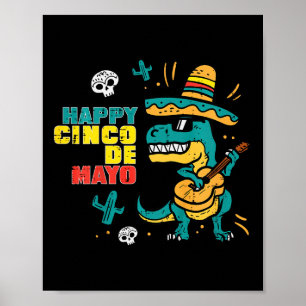 Affiche Enfants Heureux Cinco De Mayo Dino Trex Cinco De M