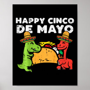 Affiche Enfants Heureux Cinco De Mayo Dinos Taco Mexicain 