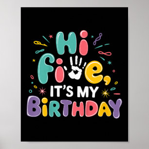 Affiche Enfants Hi Five Son Anniversaire 5e fête d'anniver