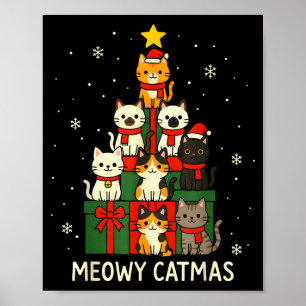 Affiche Enfants Hommes Femmes Meowy Catmas Drôle Noël Chat