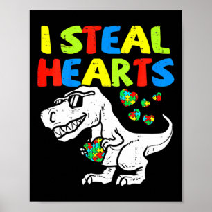 Affiche Enfants Je Vole Coeurs Trex Dinosaur Par
