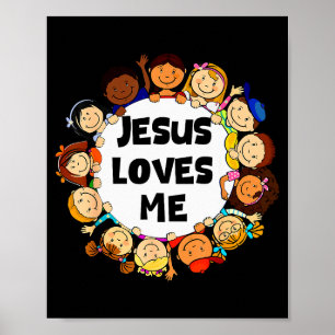 Affiche Enfants Jésus M'aime Mignon Foi Chrétienne Fille G