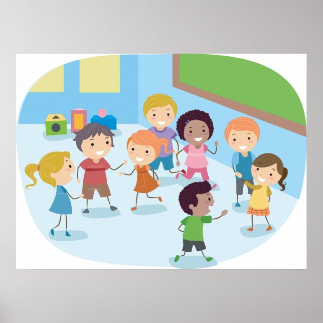 Affiche Enfants Jouant Dans La Salle De Classe (Devant)