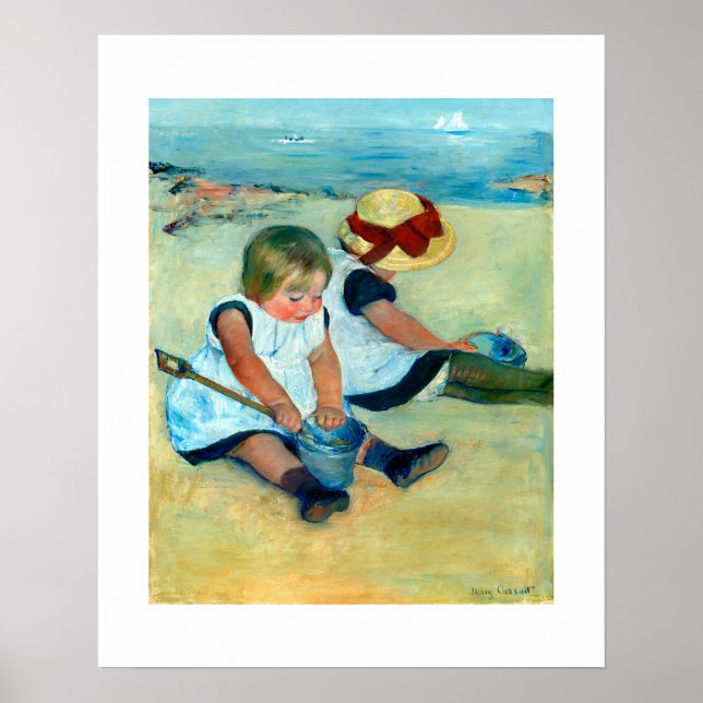 Affiche Enfants jouant sur la plage par Mary Cassatt (Devant)
