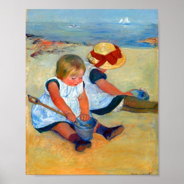 Affiche Enfants jouant sur la plage par Mary Cassatt (Devant)