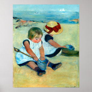 Affiche Enfants jouant sur la plage par Mary Cassatt