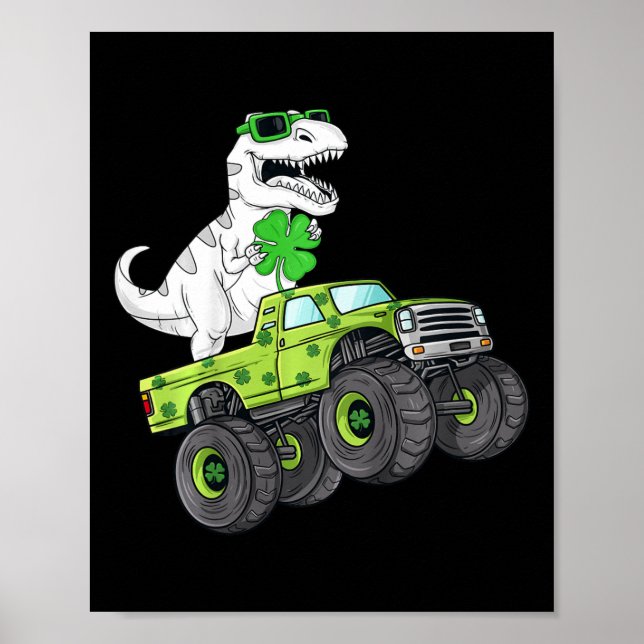 Affiche Enfants Jour de la Saint Patrick T Rex équitation  (Devant)