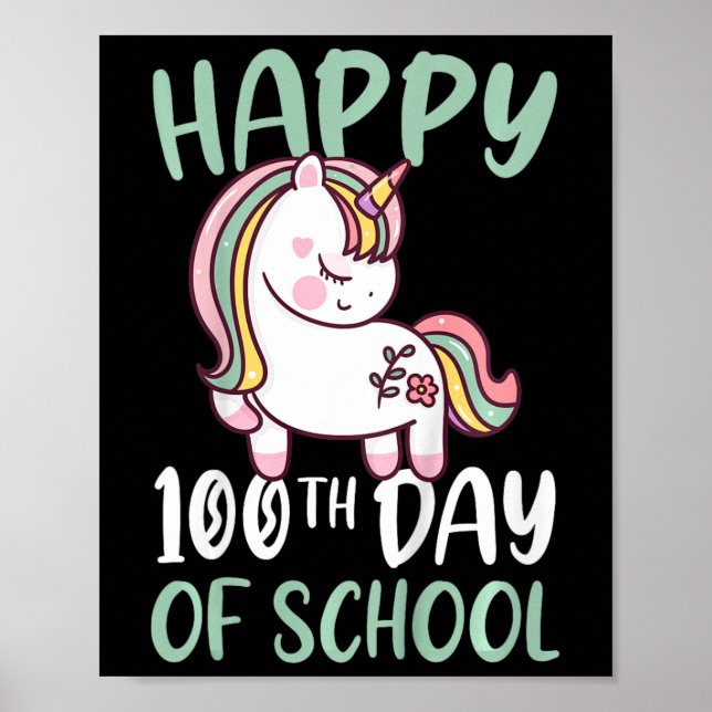 Affiche Enfants Joyeux 100E Jour De Filles D'École 100 Jou (Devant)