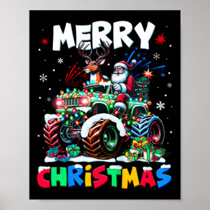Affiche Enfants Joyeux Noël Noël Lumières Monster Truck Sa