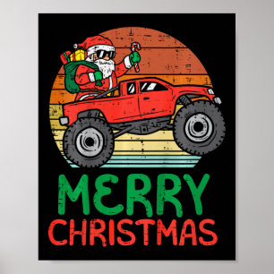 Affiche Enfants Joyeux Noël Père Noël Monster Truck Xmas P