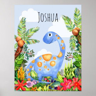Affiche Enfants Jungle Aquarelle Dinosaur Baby Boys Nurser