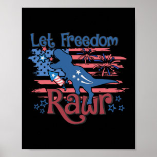 Affiche Enfants Laissez La Liberté Rawr T-rex Dinosaure Dr