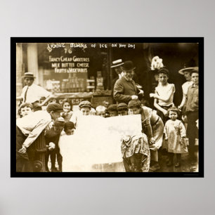 Affiche Enfants Licking Ice Blocks à New York City 1912