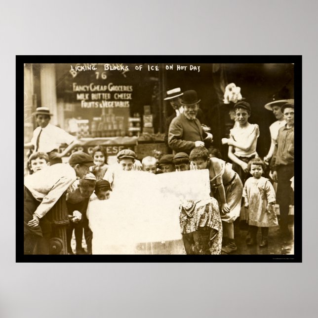 Affiche Enfants Licking Ice Blocks à New York City 1912 (Devant)