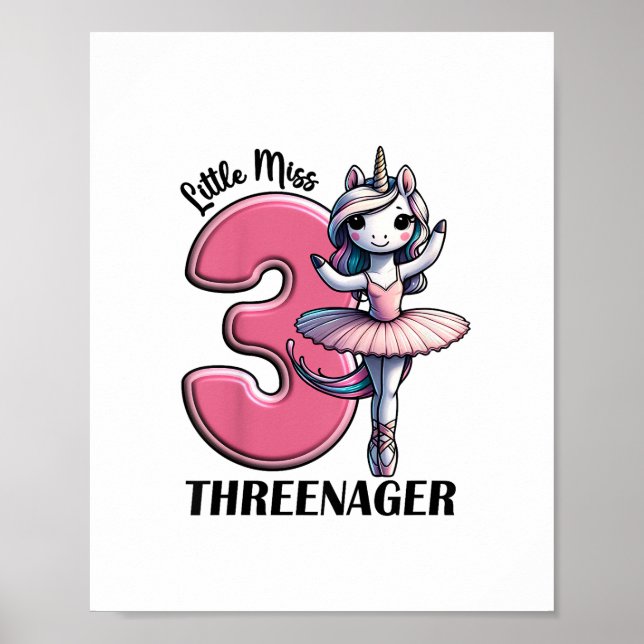 Affiche Enfants Little Miss Threenager Trois 3ème Annivers (Devant)