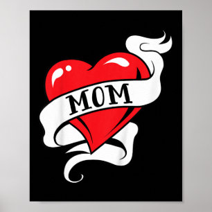 Affiche Enfants Maman Tatouage Coeur pour les mères jour a