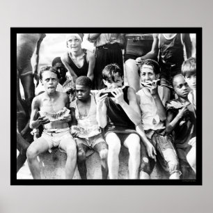 Affiche Enfants mangeant de la pastèque 1910