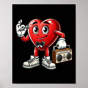Affiche Enfants Mens Retro 80s 90s Disco Danser Coeur Vale