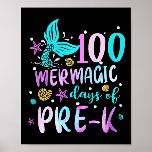 Affiche Enfants Mermaid Queue 100 Jours Mermagic De Pré-k  (Devant)