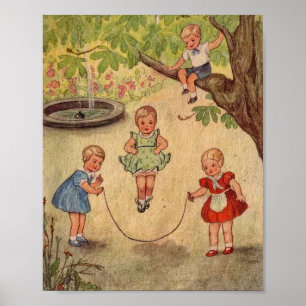 Affiche Enfants mignons en jeuFaux Wrapped Canvas Imprimer