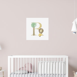 Affiche Enfants mignons LION animal Monogramme R Nursery
