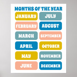 Affiche Enfants Mois Mignons De L'Année Apprentissage Nurs