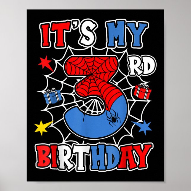 Affiche Enfants Mon 3e anniversaire Spider ThParty 3 an (Devant)