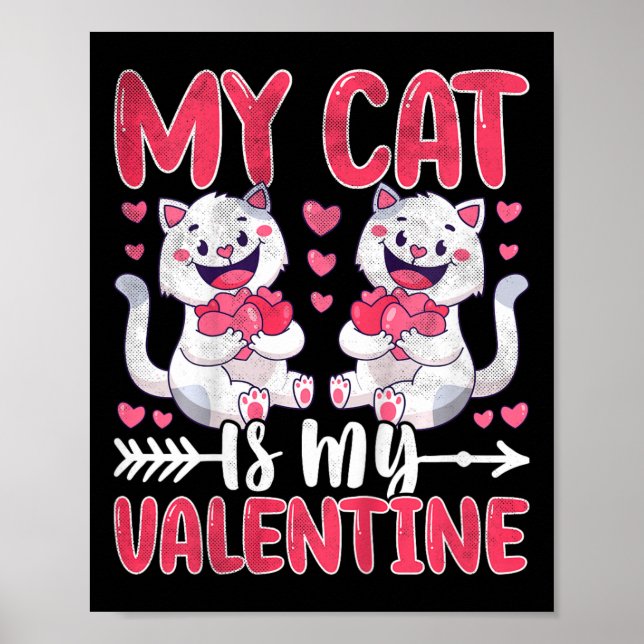 Affiche Enfants Mon chat est mon Valentin Mignon chat Sain (Devant)