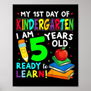 Affiche Enfants Mon Premier Jour De Maternelle Et J'ai 5 A